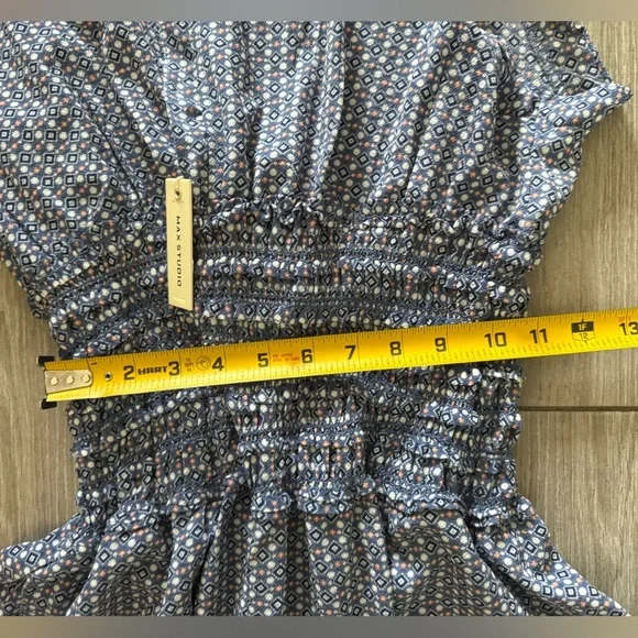 Max Studio|Blue Polka Dot Women's Wide leg jumpsuit w smocking•••NWT,Boho style - Picture 13 of 15